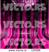 Vector of Pink Disco Ball over Pink and Black Curving Lines with Equalizer Bars by Elaineitalia
