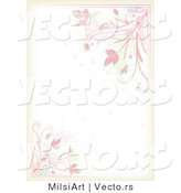 Vector of Pink Floral Vines and Splatters Border Background Design by MilsiArt