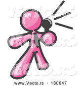 Vector of Pink Guy Holding a Megaphone and Making an Announcement by Leo Blanchette