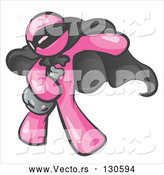 Vector of Pink Guy in a Mask and Cape, Stealing Belongings in a Bag by Leo Blanchette