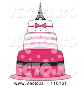 Vector of Pink Parisian Cake with an Eiffel Tower Topper by BNP Design Studio
