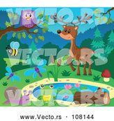 Vector of Pond with Wild Animals and Insects by Visekart