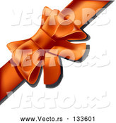 Vector of Present Wrapped with an Orange Bow and Ribbon by Leo Blanchette