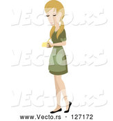 Vector of Pretty Blond Caucasian Waitress Writing down an Order by Rosie Piter