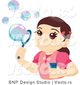 Vector of Pretty Girl Blowing Soap Bubbles by BNP Design Studio