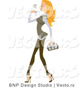 Vector of Pretty Young Lady Carrying 7 Cups of Coffee Back to the Office by BNP Design Studio