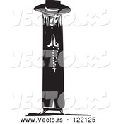 Vector of Priest Holding Prayer Beads Black and White Woodcut by Xunantunich
