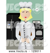 Vector of Professional Female Chef Standing Proudly in Her Kitchen by Mheld
