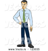 Vector of Proud Cartoon Asian Businessman Posing by Cartoon Solutions