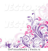 Vector of Purple and Pink Floral Vines - Corner Border Design Element by OnFocusMedia