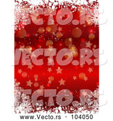 Vector of Red Christmas Background of Snowflakes Bokeh and Stars by KJ Pargeter