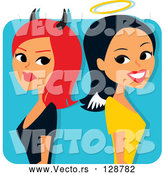 Vector of Red Haired She Devil Standing Back to Back with an Angelic Lady by Monica