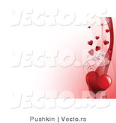 Vector of Red Love Heart Vine Bordering a Gradient Pink and White Background by Pushkin