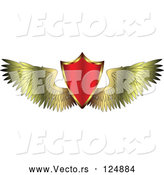 Vector of Red Shield and Golden Wings by Vectorace
