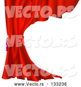 Vector of Red Velvet Theater Curtain Tied Back by AtStockIllustration