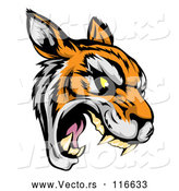 Vector of Roaring Aggressive Tiger Mascot Head by AtStockIllustration
