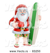 Vector of Santa Giving Thumb up with Surf Board by AtStockIllustration