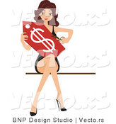 Vector of Sexy Young Lady Cutting a Dollar Tag by BNP Design Studio