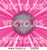 Vector of Shiny Pink Mirror Disco Ball Spinning Suspended over a Pink Bursting Background by Elaineitalia