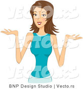 Vector of Shrugging Brunette Girl by BNP Design Studio