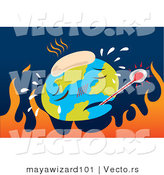 Vector of Sick Earth over Hot Flames - Environmental Warming Concept by Mayawizard101