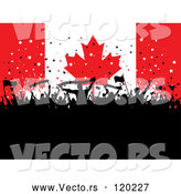 Vector of Silhouetted Party People over a Canadian Flag by KJ Pargeter