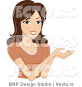 Vector of Smiling Pretty Girl Holding out Her Hands by BNP Design Studio