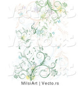Vector of Splatters and Butterflies with Green, Blue and Pink Vines - Background Design by MilsiArt