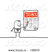 Vector of Stick Business Man Highlighting Job Openings on a Poster by NL Shop