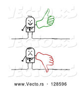 Vector of Stick People Character Wearing a Big Glove and Giving the Thumbs up and the Thumbs down by NL Shop