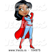 Vector of Strong Black Female Super Hero Flexing Her Bicep by Clip Art Mascots