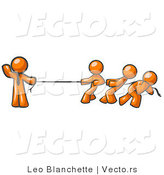 Vector of Strong Orange Guy Holding One End of Rope While Three Others Pull on the Other Side During Tug of War by Leo Blanchette