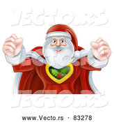 Vector of Strong Super Hero Santa Flexing Muscles by AtStockIllustration