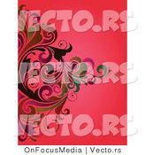 Vector of Swirly Vines over a Red Background Design by OnFocusMedia