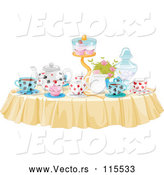 Vector of Table Set with Treats and Drinks for a Tea Party by Pushkin