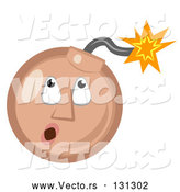 Vector of Tan Ticking Time Bomb Smiley Face Looking up at the Fuse by AtStockIllustration