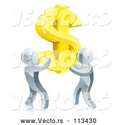 Vector of Team of 3d Silver Men Carrying a Giant Gold USD Dollar Symbol by AtStockIllustration