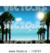 Vector of the Sun Shining over a Blue Coastal Landscape and Sea by KJ Pargeter