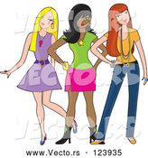 Vector of Three Fashionable Young Ladies Posing by Maria Bell