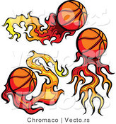 Vector of Three Unique Basketballs on Fire by Chromaco