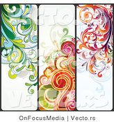 Vector of Three Unique Colorful Flourish Background Borders - Digital Collage by OnFocusMedia