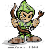 Vector of Tough Cartoon Archer Holding a Bow and Arrow by Chromaco
