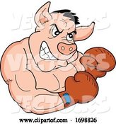 Vector of Tough Muscular Boxer Pig for a BBQ Competition Design by LaffToon