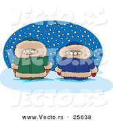 Vector of Two Cartoon Alaskans Standing in the Snow While Wearing Parkas by Toonaday