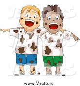 Vector of Two Happy Dirty Boys After a Mud Fight by BNP Design Studio