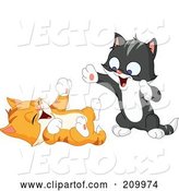 Vector of Two Playful Happy Kittens Playing by Yayayoyo