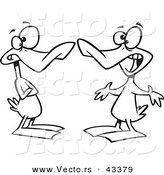 Vector of Upset Cartoon Ducks Quacking a Conversation - Coloring Page Outline by Toonaday