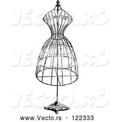 Vector of Vintage Black and White Wire Dressmaker Frame by Prawny Vintage