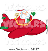 Vector of Waving Santa Claus Piloting Plane by Hit Toon