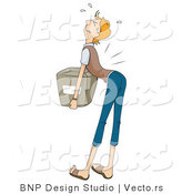 Vector of Weak Man Hurting His Back While Lifting Heavy Box by BNP Design Studio